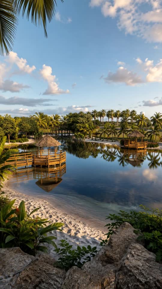 Lago privativo com deck sobre a água